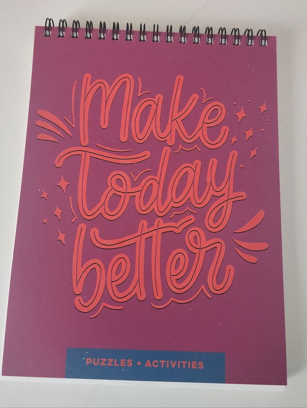 Pink Spiral Puzzle & Activities Notebook - Make Today Better